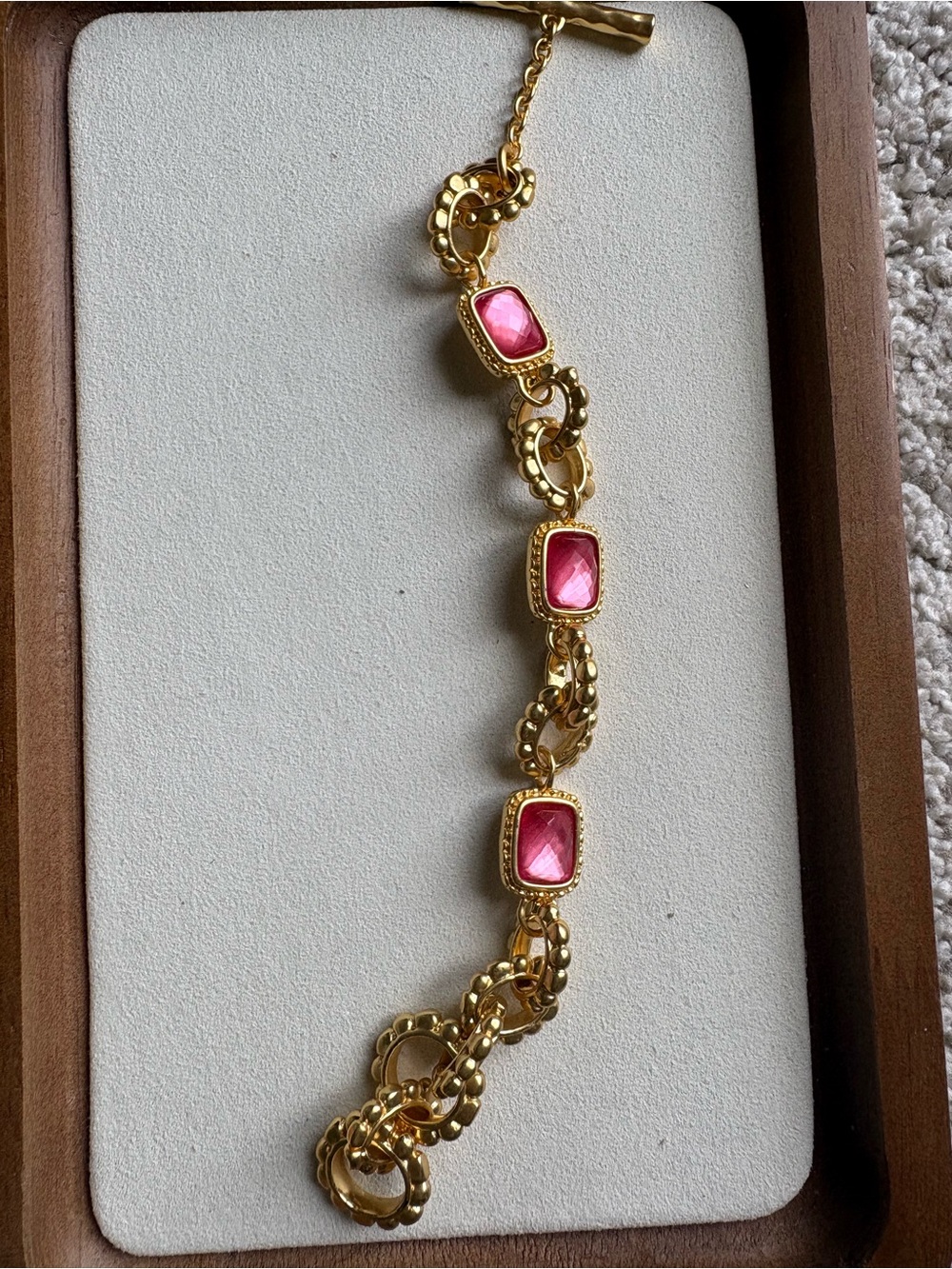Julie Vos Gold-Tone Bracelet with Pink Stones